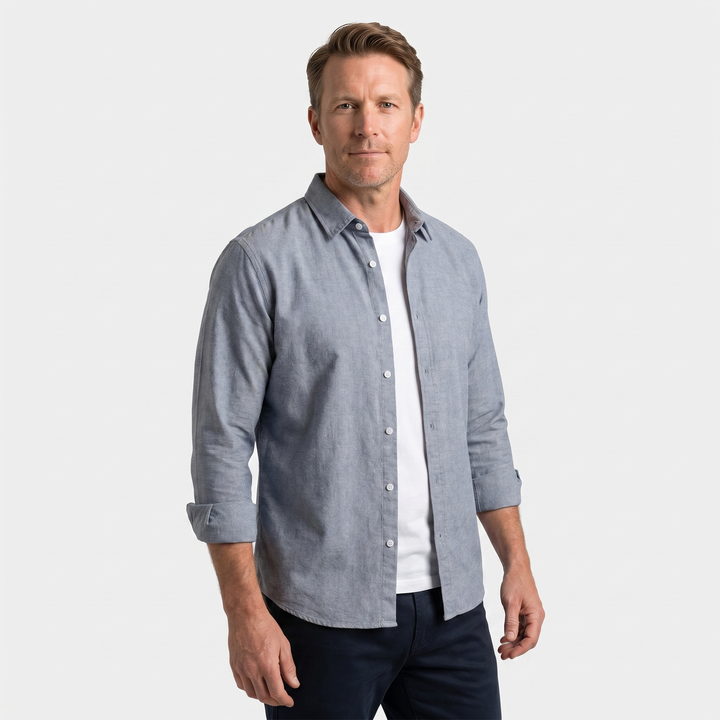 Men's Cotton Overshirt with Rolled Cuffs
