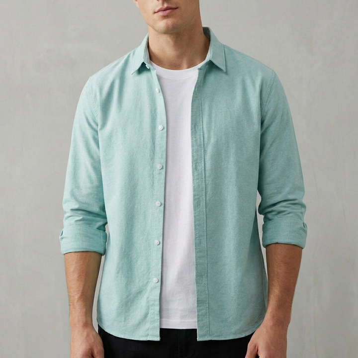 Men's Cotton Overshirt with Rolled Cuffs
