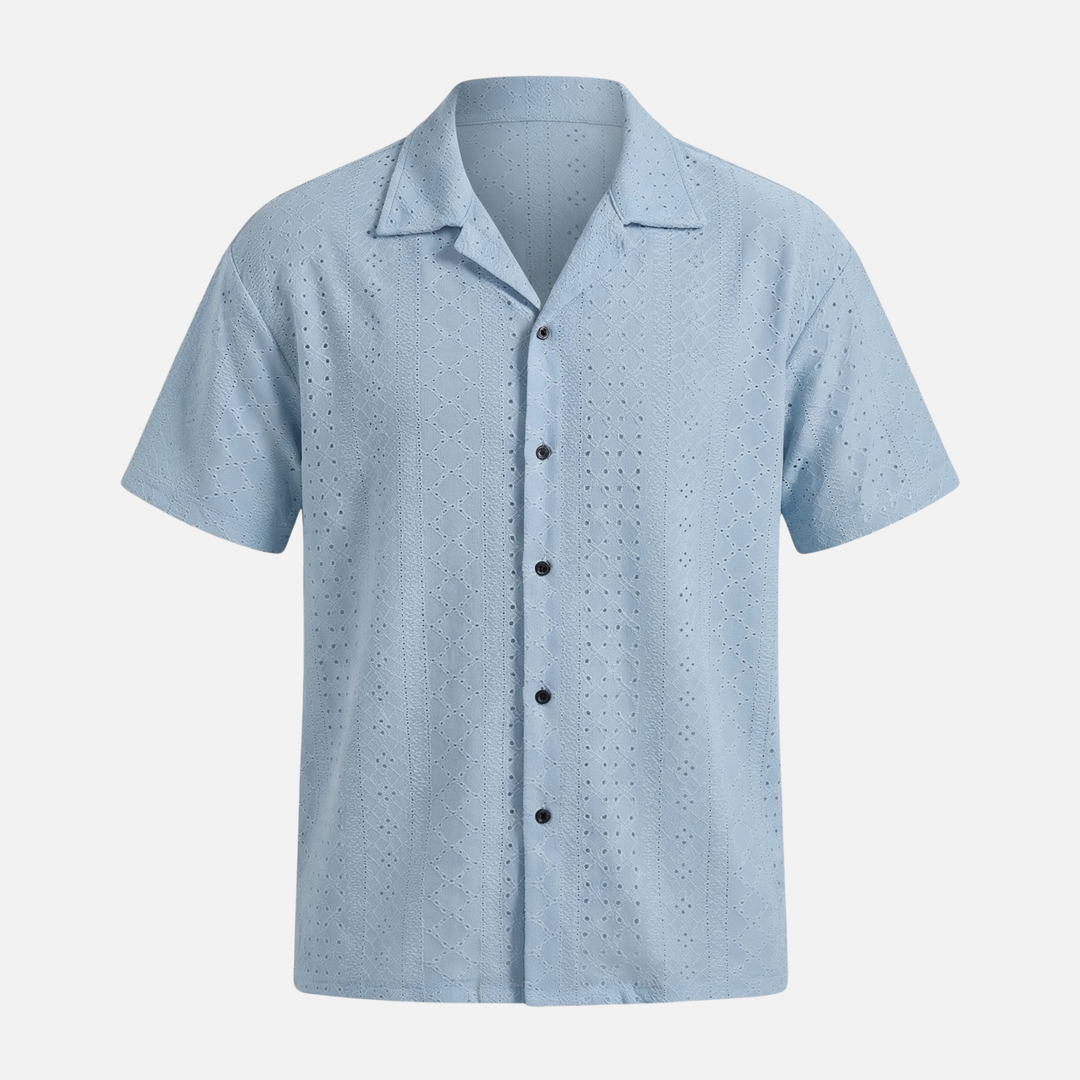 Men's Cuban Collar Jacquard Knit Shirt