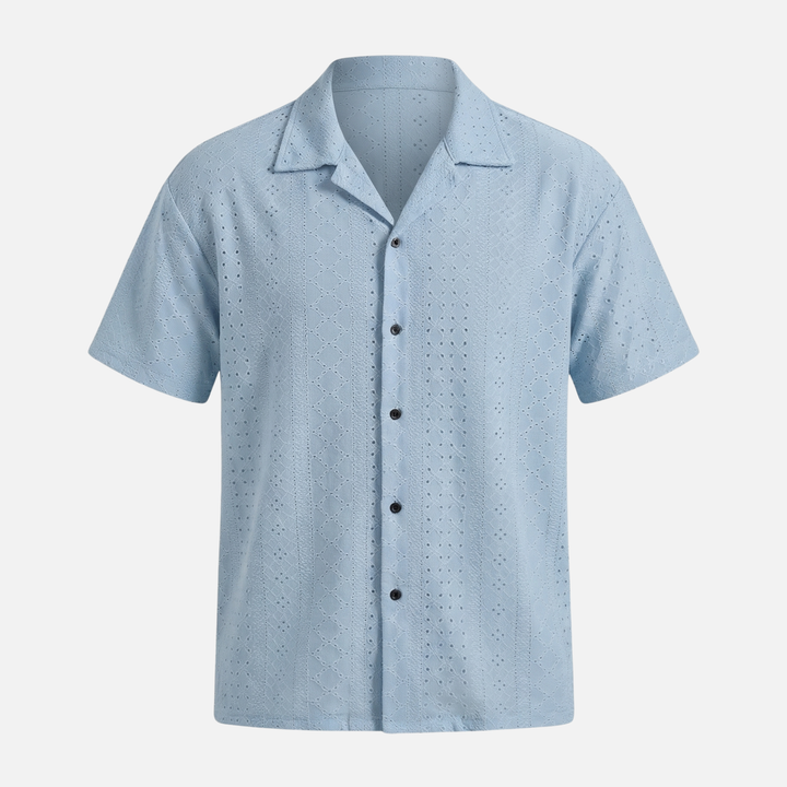 Men's Cuban Collar Jacquard Knit Shirt