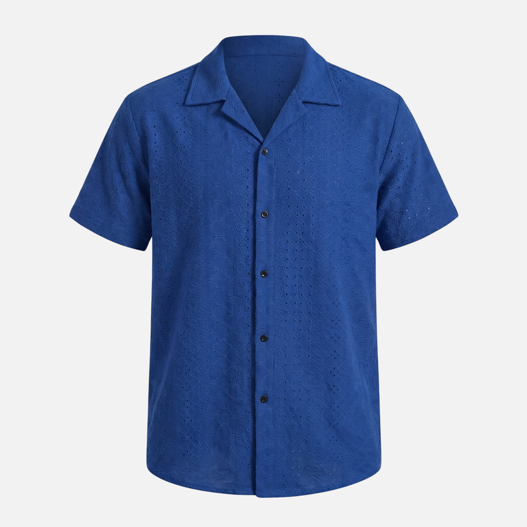 Men's Cuban Collar Jacquard Knit Shirt