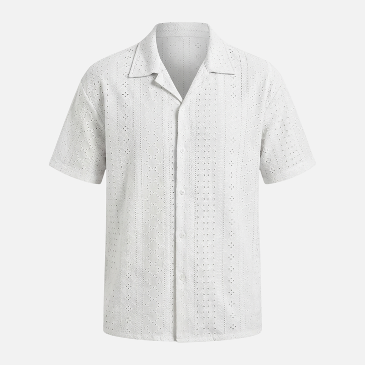 Men's Cuban Collar Jacquard Knit Shirt