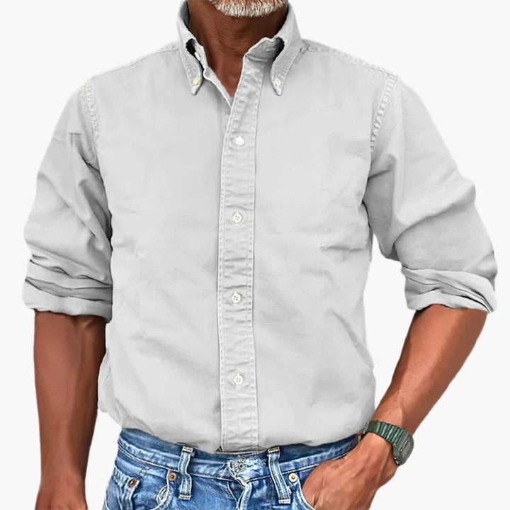 Men's Distressed Long Sleeve Shirt - Relaxed Fit