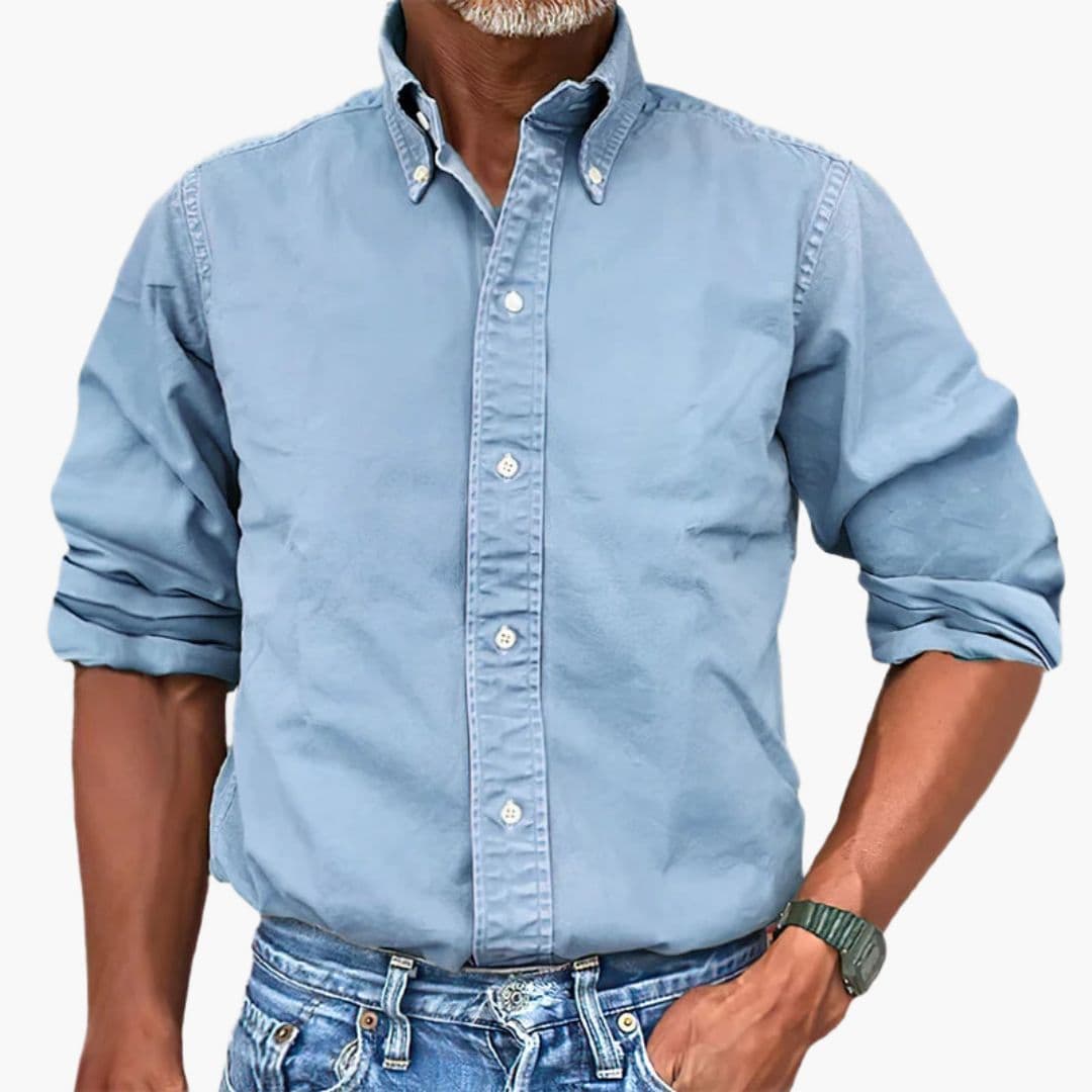 Men's Distressed Long Sleeve Shirt - Relaxed Fit