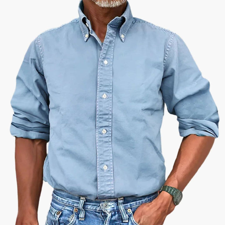 Men's Distressed Long Sleeve Shirt - Relaxed Fit