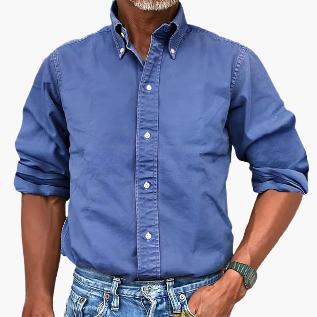 Men's Distressed Long Sleeve Shirt - Relaxed Fit