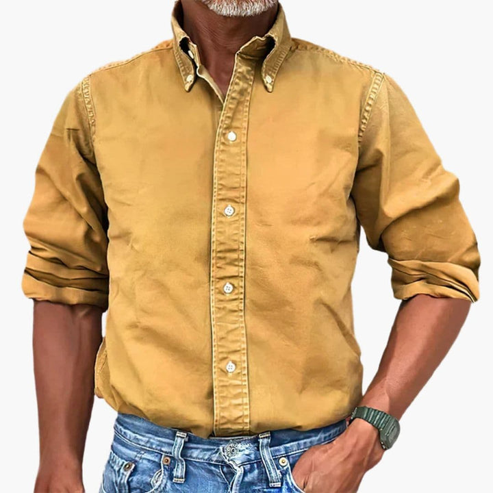 Men's Distressed Long Sleeve Shirt - Relaxed Fit