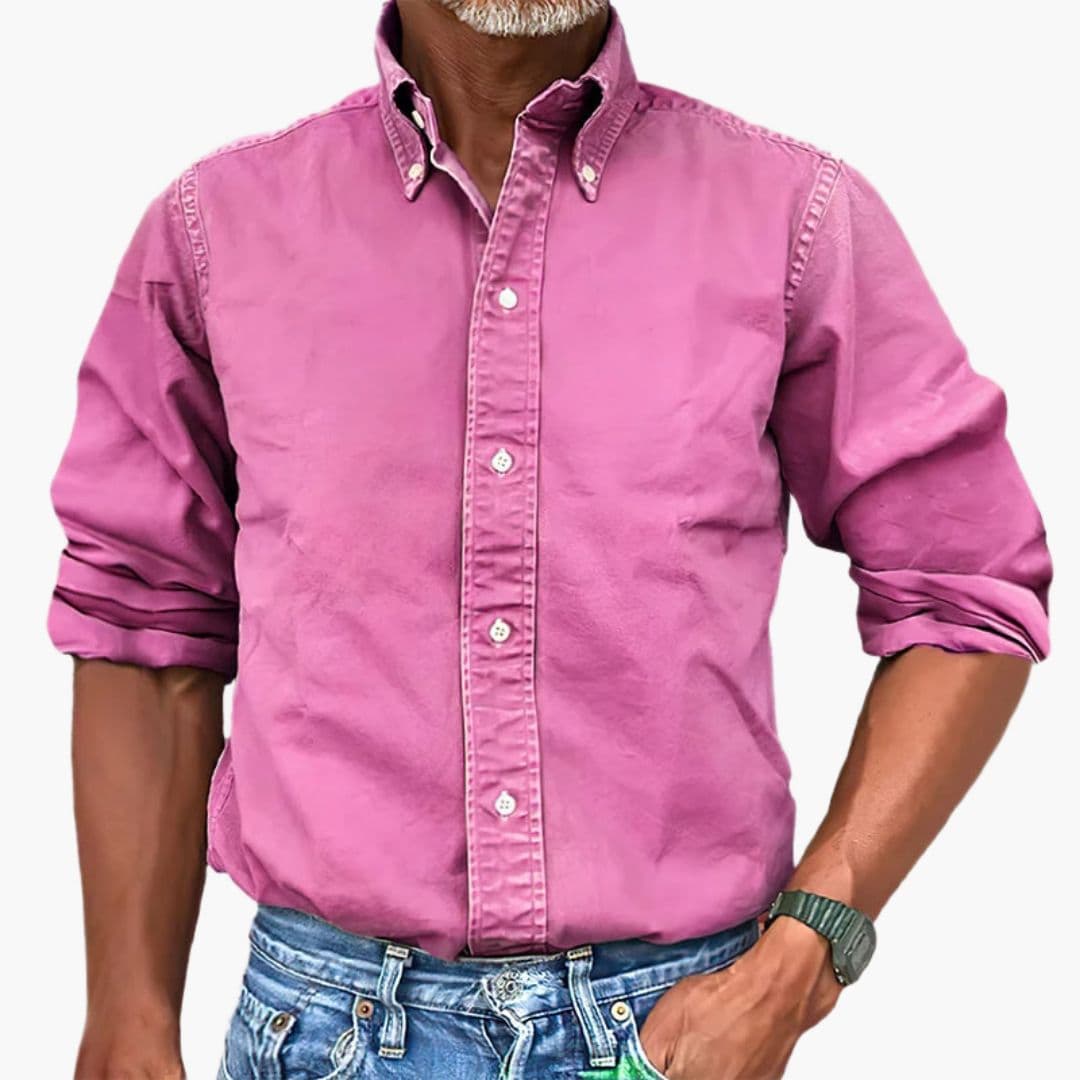 Men's Distressed Long Sleeve Shirt - Relaxed Fit