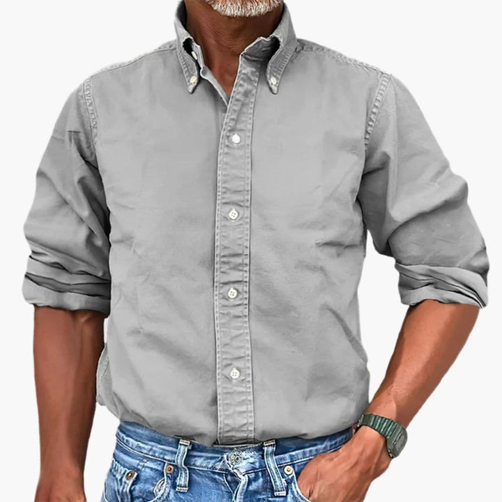 Men's Distressed Long Sleeve Shirt - Relaxed Fit