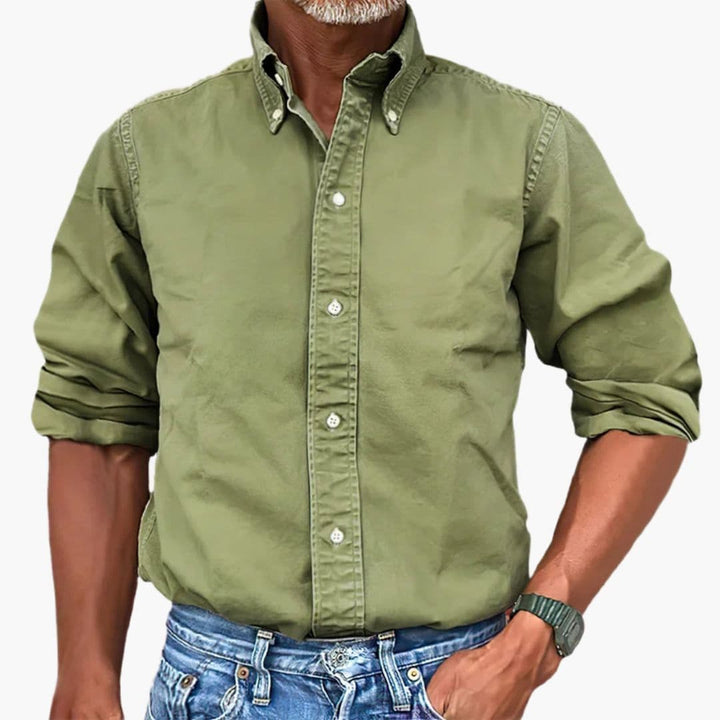 Men's Distressed Long Sleeve Shirt - Relaxed Fit