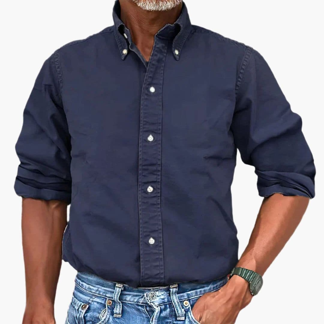 Men's Distressed Long Sleeve Shirt - Relaxed Fit