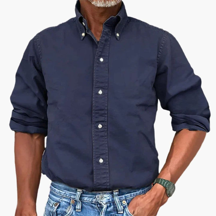 Men's Distressed Long Sleeve Shirt - Relaxed Fit