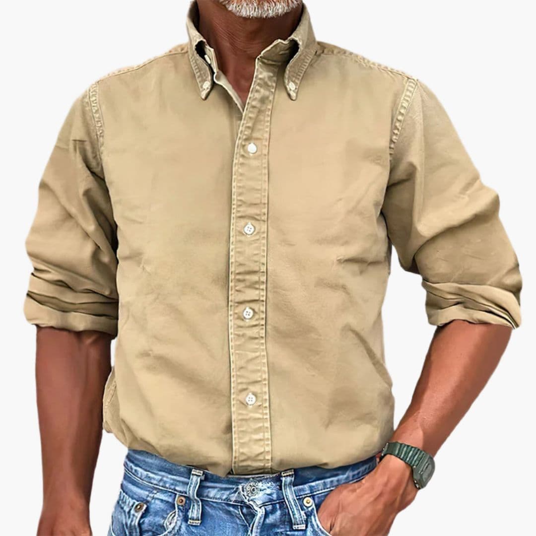 Men's Distressed Long Sleeve Shirt - Relaxed Fit
