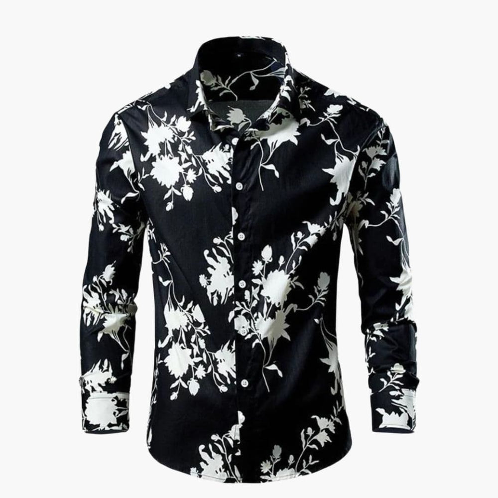 Men's Floral Print Long Sleeve Shirt - Summer Casual