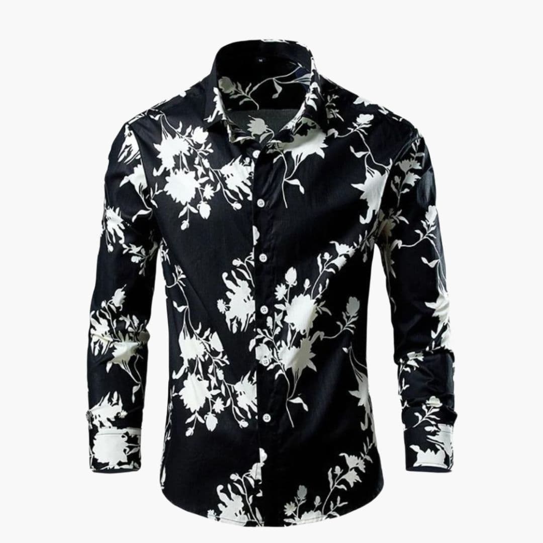Men's Floral Print Long Sleeve Shirt - Summer Casual