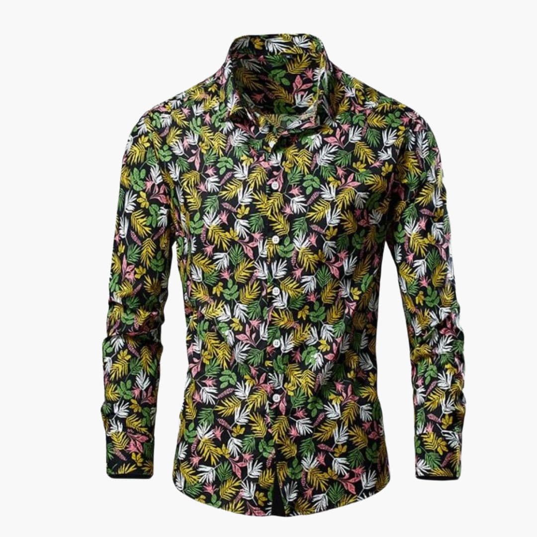 Men's Floral Print Long Sleeve Shirt - Summer Casual