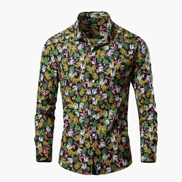 Men's Floral Print Long Sleeve Shirt - Summer Casual