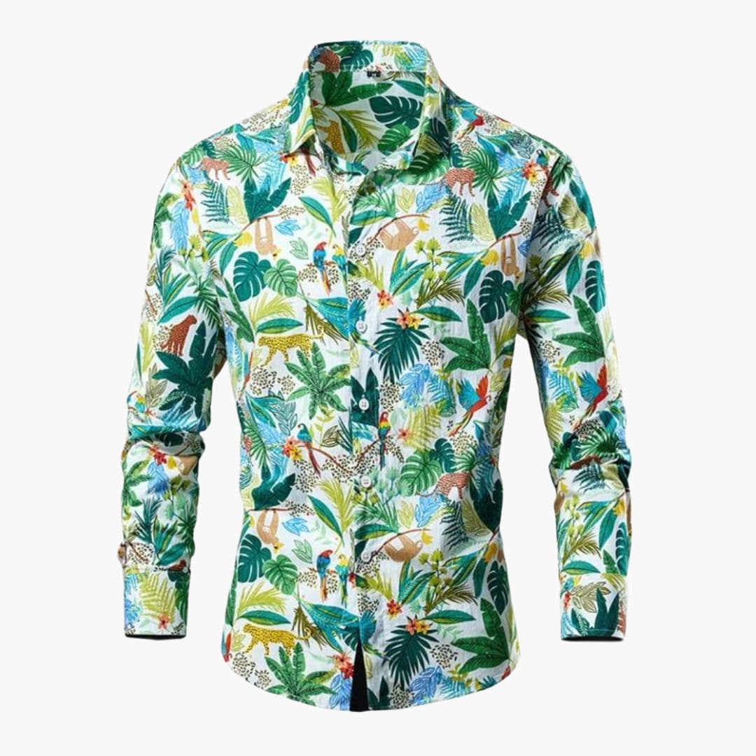 Men's Floral Print Long Sleeve Shirt - Summer Casual