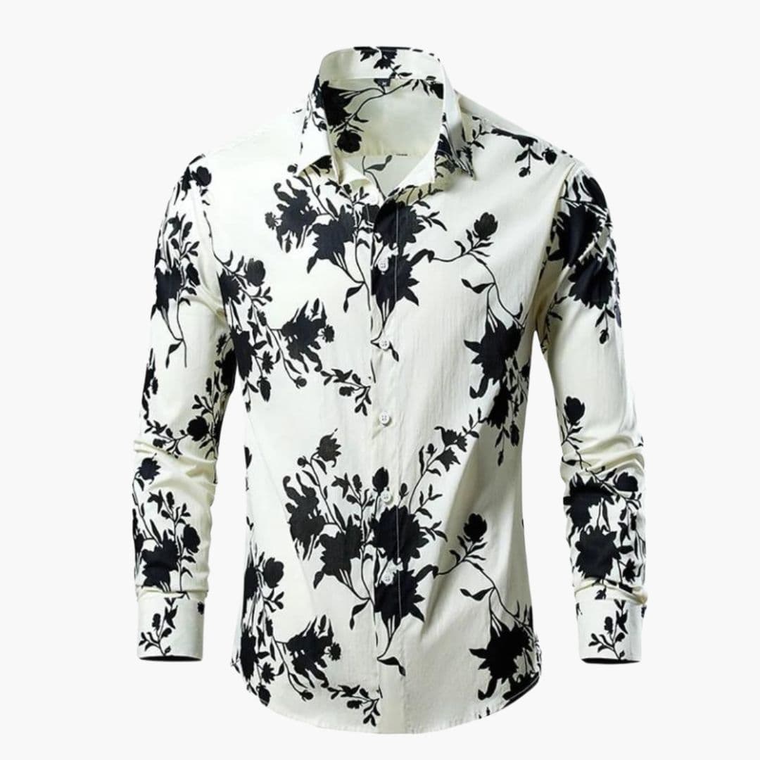 Men's Floral Print Long Sleeve Shirt - Summer Casual