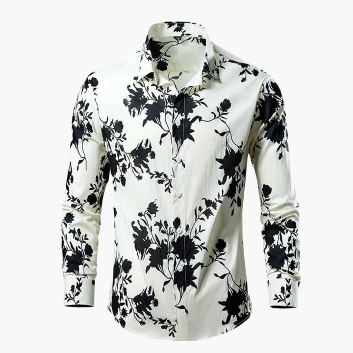 Men's Floral Print Long Sleeve Shirt - Summer Casual