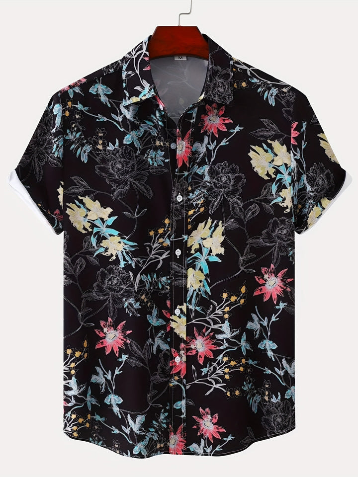 Men's Floral Print Short Sleeve Shirt - Summer Casual
