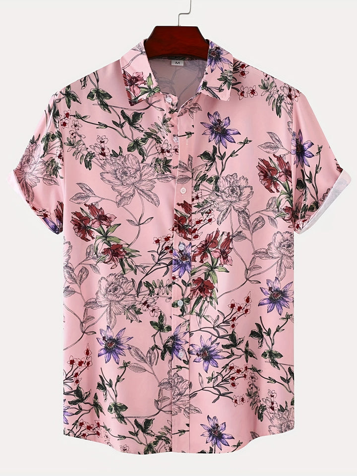 Men's Floral Print Short Sleeve Shirt - Summer Casual