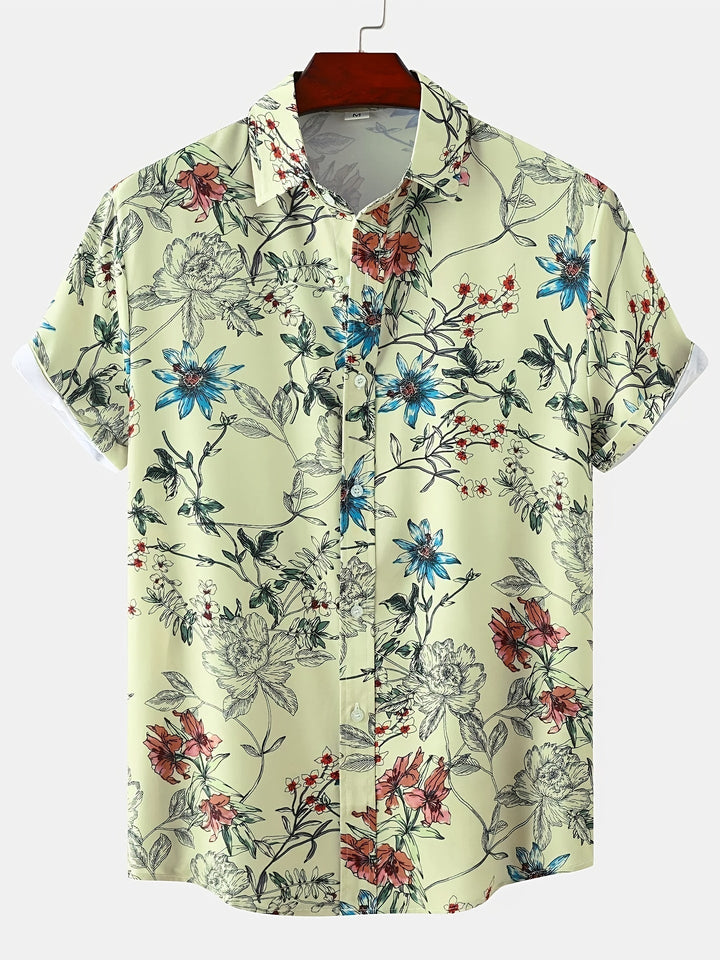 Men's Floral Print Short Sleeve Shirt - Summer Casual