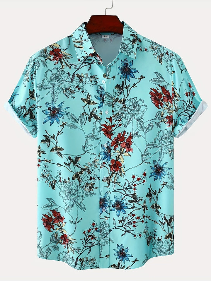 Men's Floral Print Short Sleeve Shirt - Summer Casual
