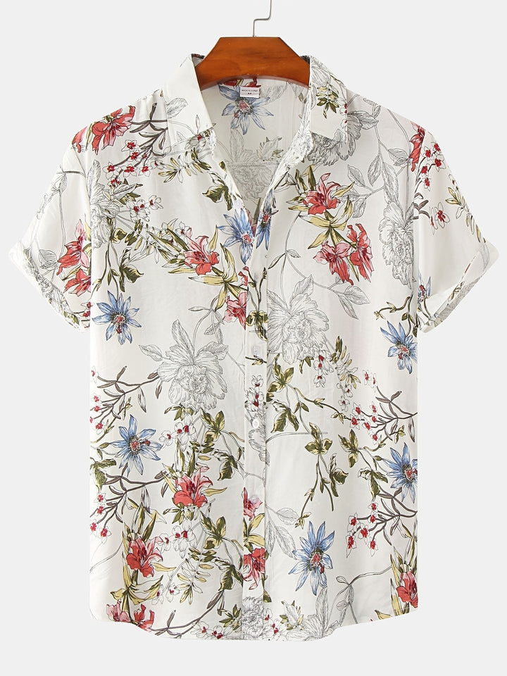 Men's Floral Print Short Sleeve Shirt - Summer Casual