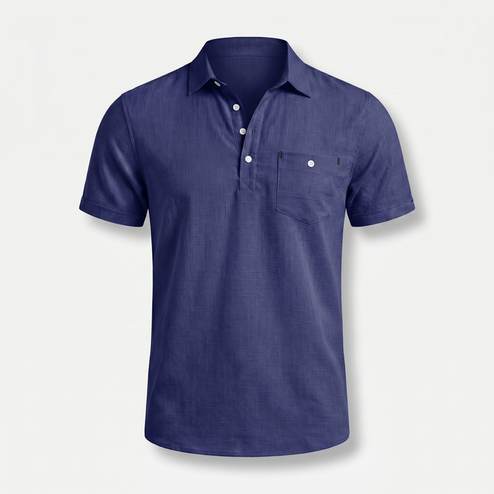 Men's Half-Button Placket Linen Polo Shirt
