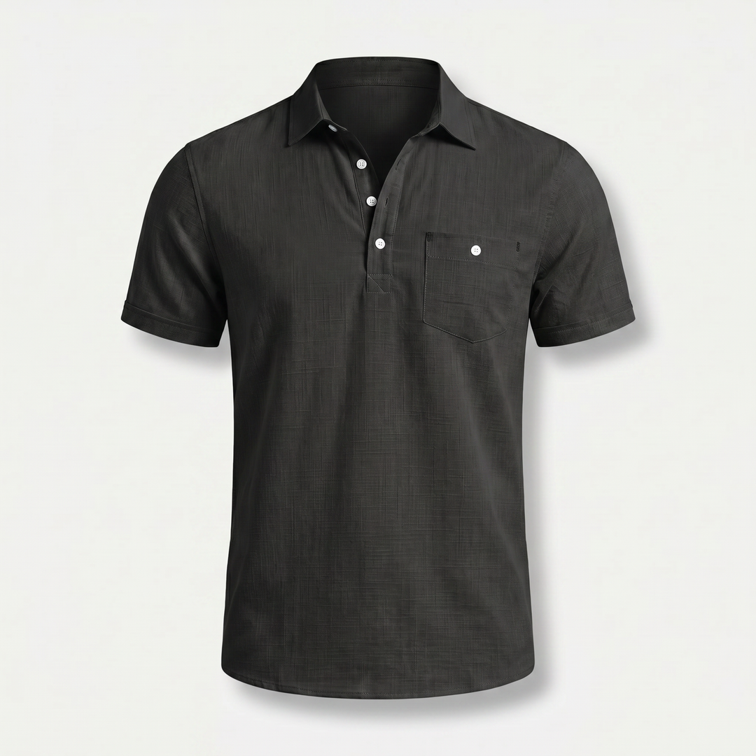Men's Half-Button Placket Linen Polo Shirt