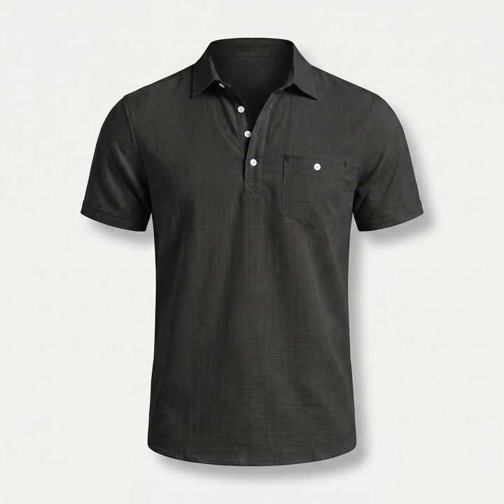 Men's Half-Button Placket Linen Polo Shirt