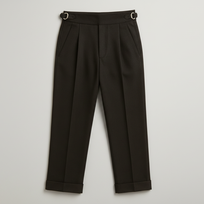 Men's High Waist Wool Pleated Pants