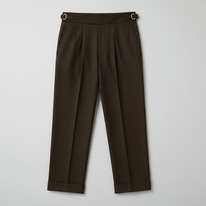 Men's High Waist Wool Pleated Pants