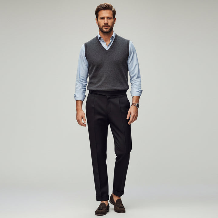 Men's High Waisted Pleated Tailored Pants - Monaco Style