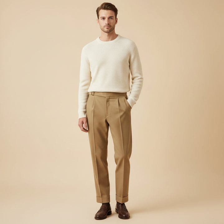 Men's High Waisted Pleated Tailored Pants - Monaco Style