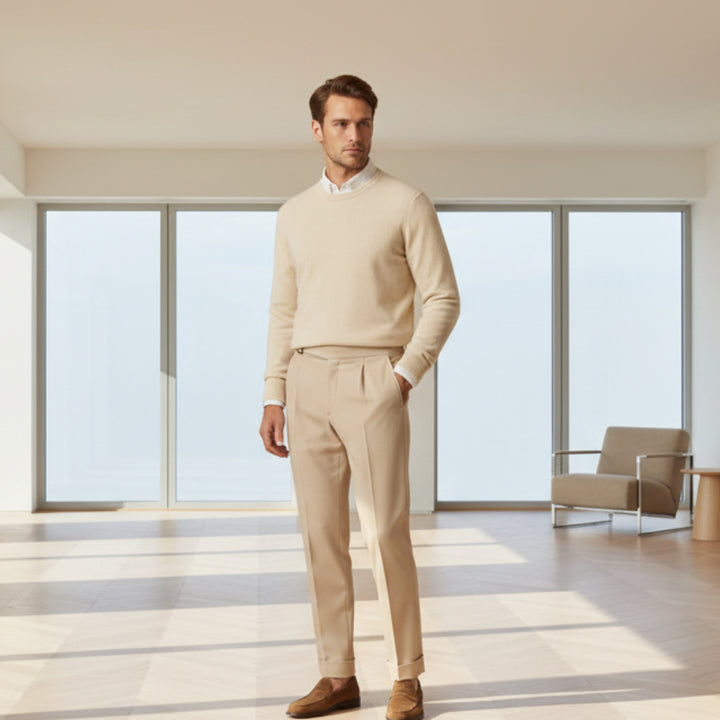 Men's High Waisted Pleated Tailored Pants - Monaco Style