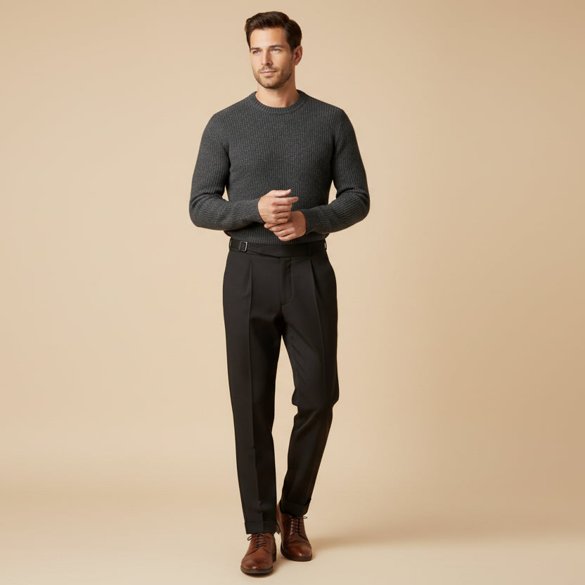 Men's High Waisted Pleated Tailored Pants - Monaco Style