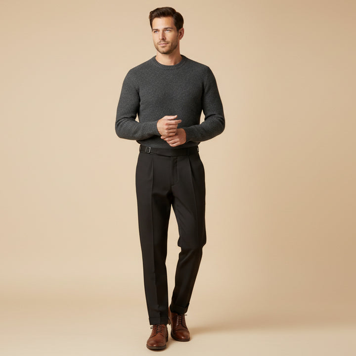 Men's High Waisted Pleated Tailored Pants - Monaco Style