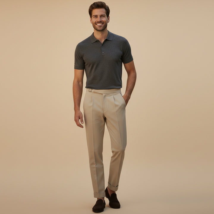 Men's High Waisted Pleated Tailored Pants - Monaco Style