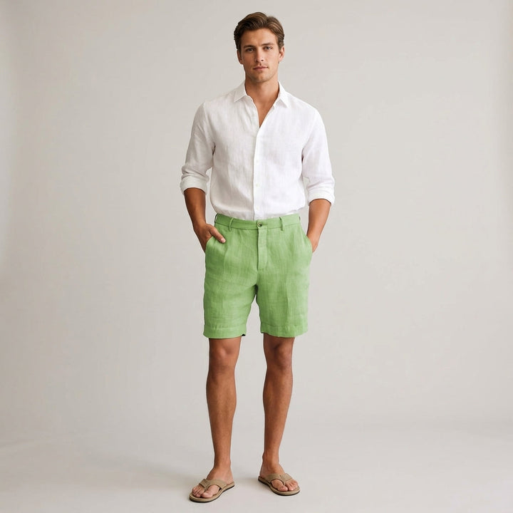 Men's Khaki Linen Shorts