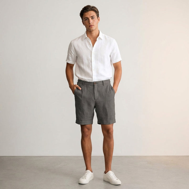 Men's Khaki Linen Shorts