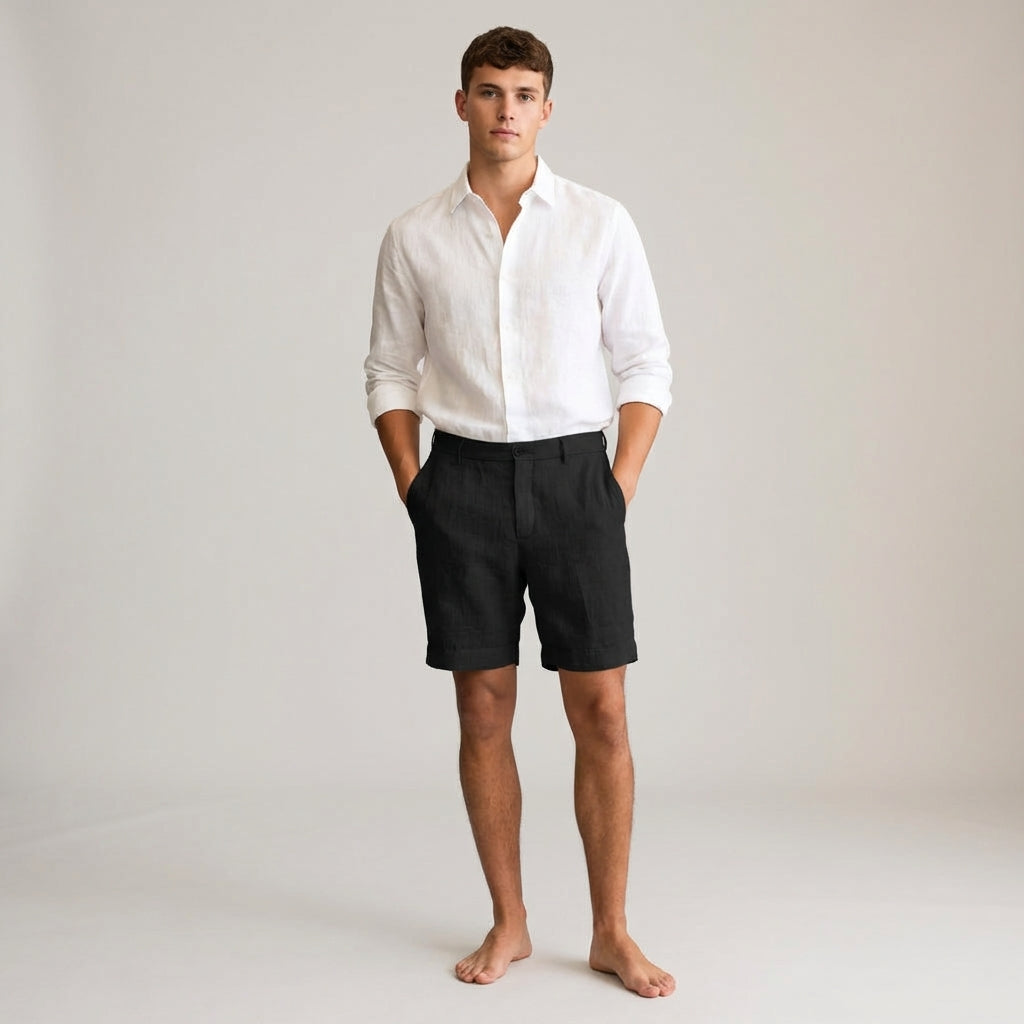 Men's Khaki Linen Shorts