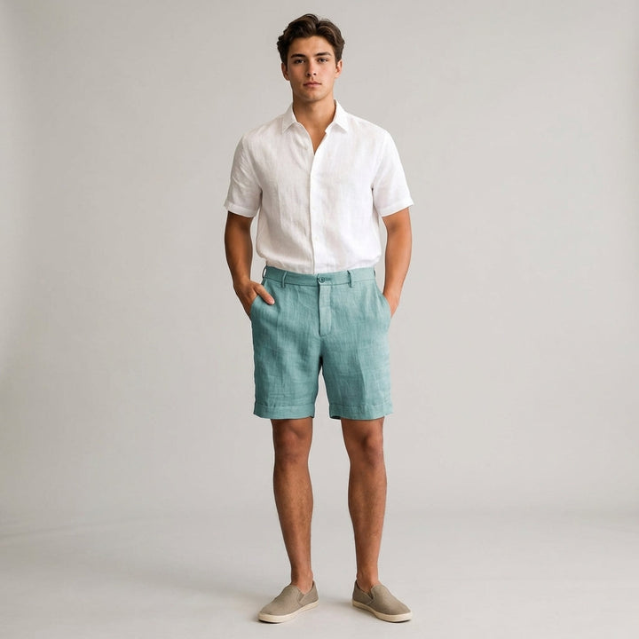 Men's Khaki Linen Shorts