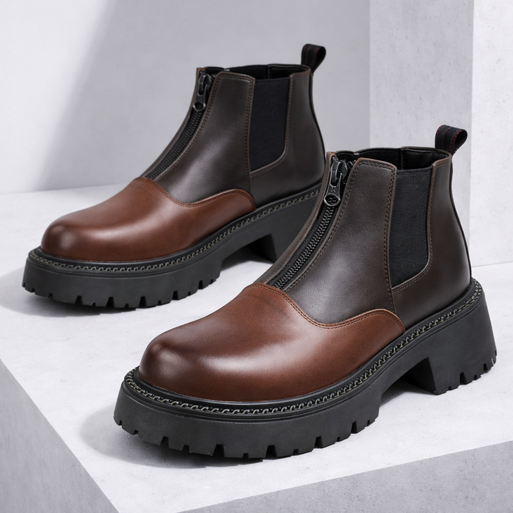 Men's Leather Boots - Classic Fit with Zipper