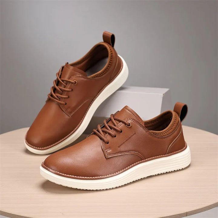 Men's Leather Lace-Up Shoes - Classic Fit Casual