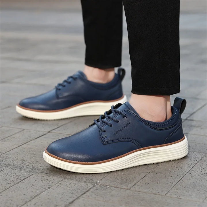 Men's Leather Lace-Up Shoes - Classic Fit Casual