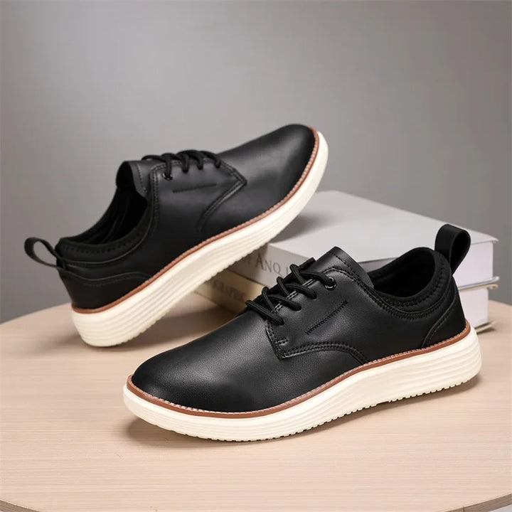 Men's Leather Lace-Up Shoes - Classic Fit Casual