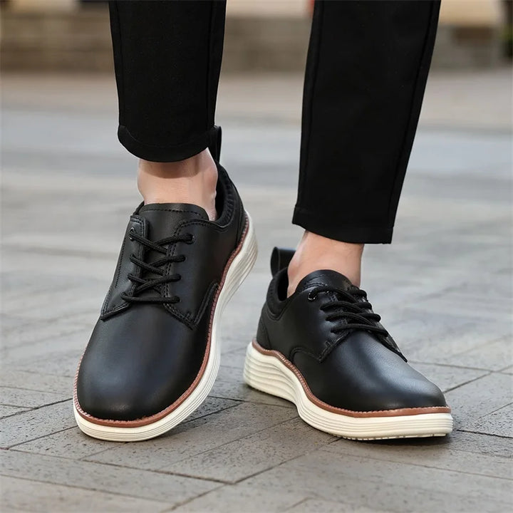 Men's Leather Lace-Up Shoes - Classic Fit Casual