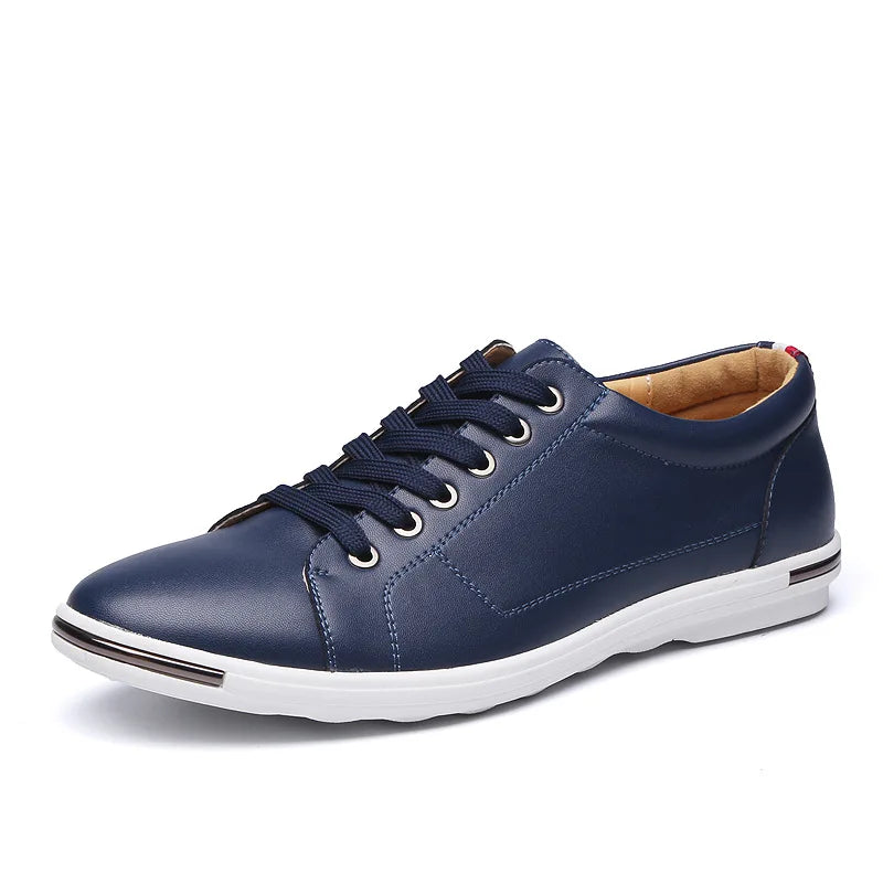 Men's Leather Low-Top Sneakers - Casual Everyday Wear